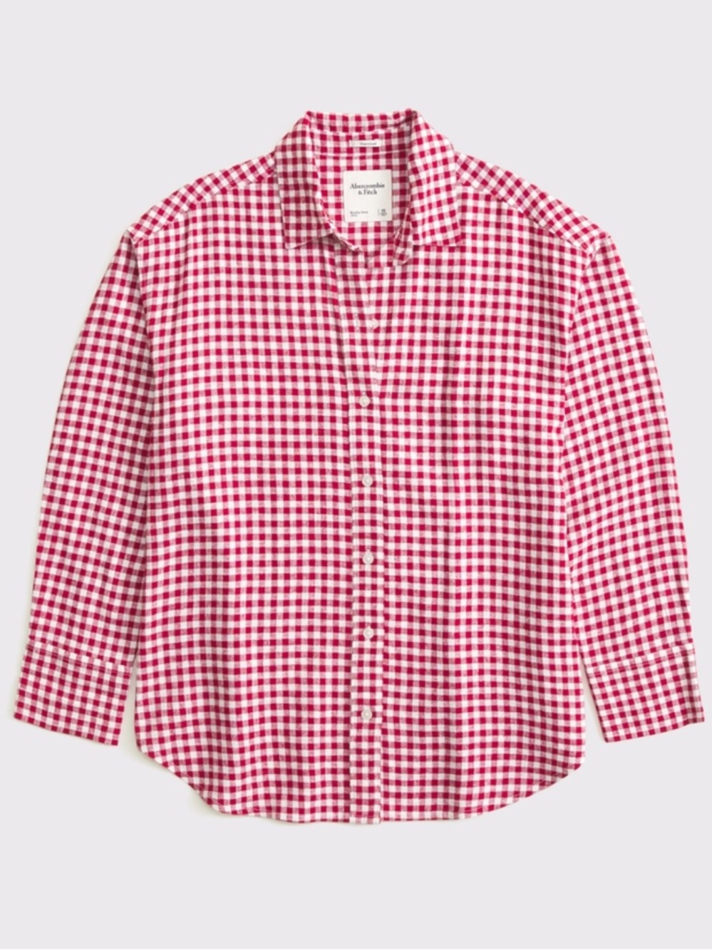 Abercrombie oversized linen blend shirt red gingham sz medium
